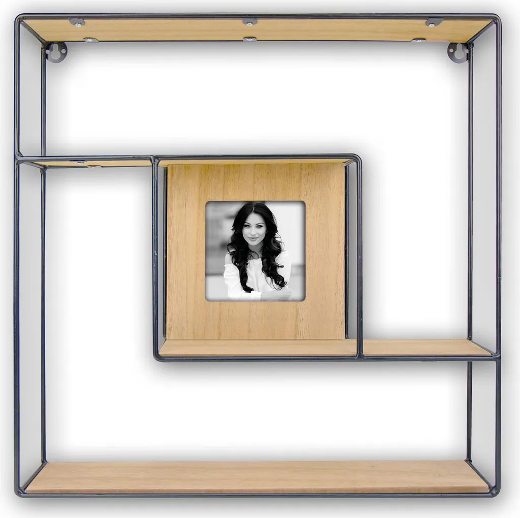 ZEP Scaffale in legno GWEN con telaio per 10x10 cm, marrone/naturale, 40x40x8 cm