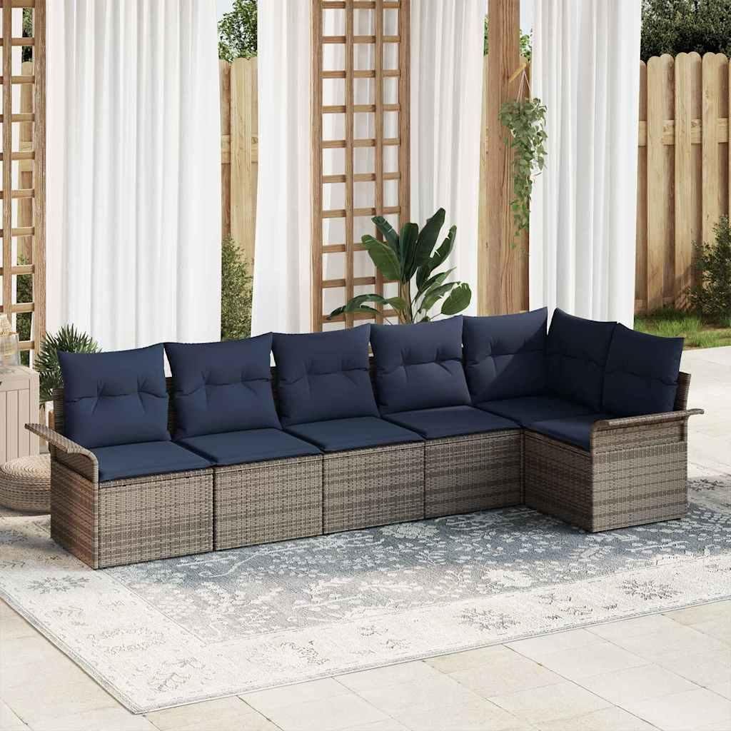 Maison Exclusive - Gartensofa-set mit Speicher 6 pcs Grau Poly-Rattan