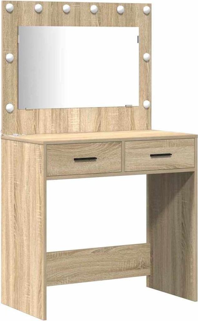 vidaXL Schminktisch mit Spiegelbeleuchtung 2 pcs Braun Holzwerkstoff