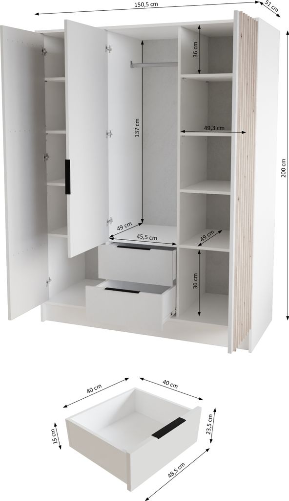 Faszinierend Kleiderschrank 150 Cm Hoch Und Bewertung