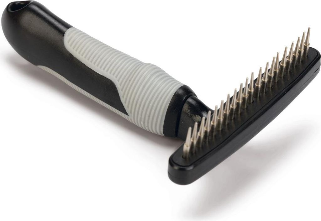 Beeztees Hundestriegel rotierende Zinken - Hundepflege - Schwarz/Grau - 15.5x11x5 cm