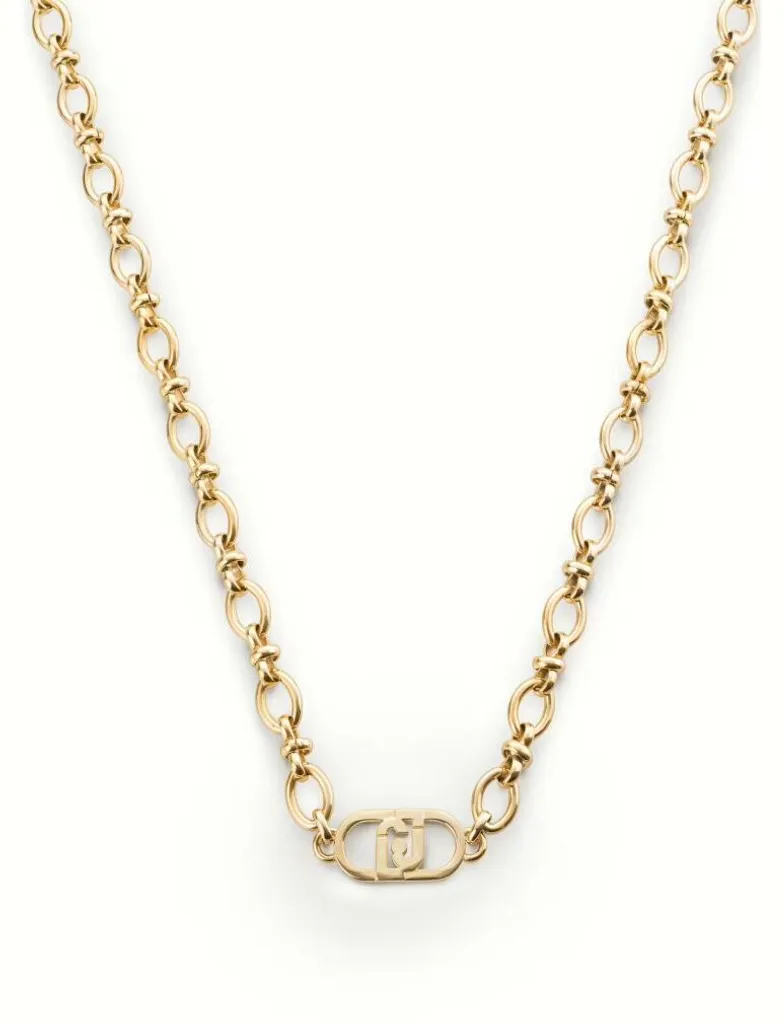 Collier doré de soirée LJ2201 avec logo mode pour sublimer vos tenues