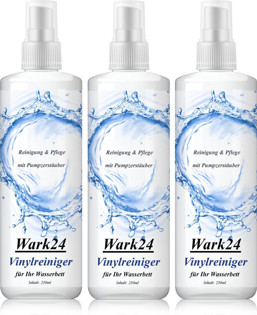 Three identical bottles of vinyl cleaner are displayed side-by-side.