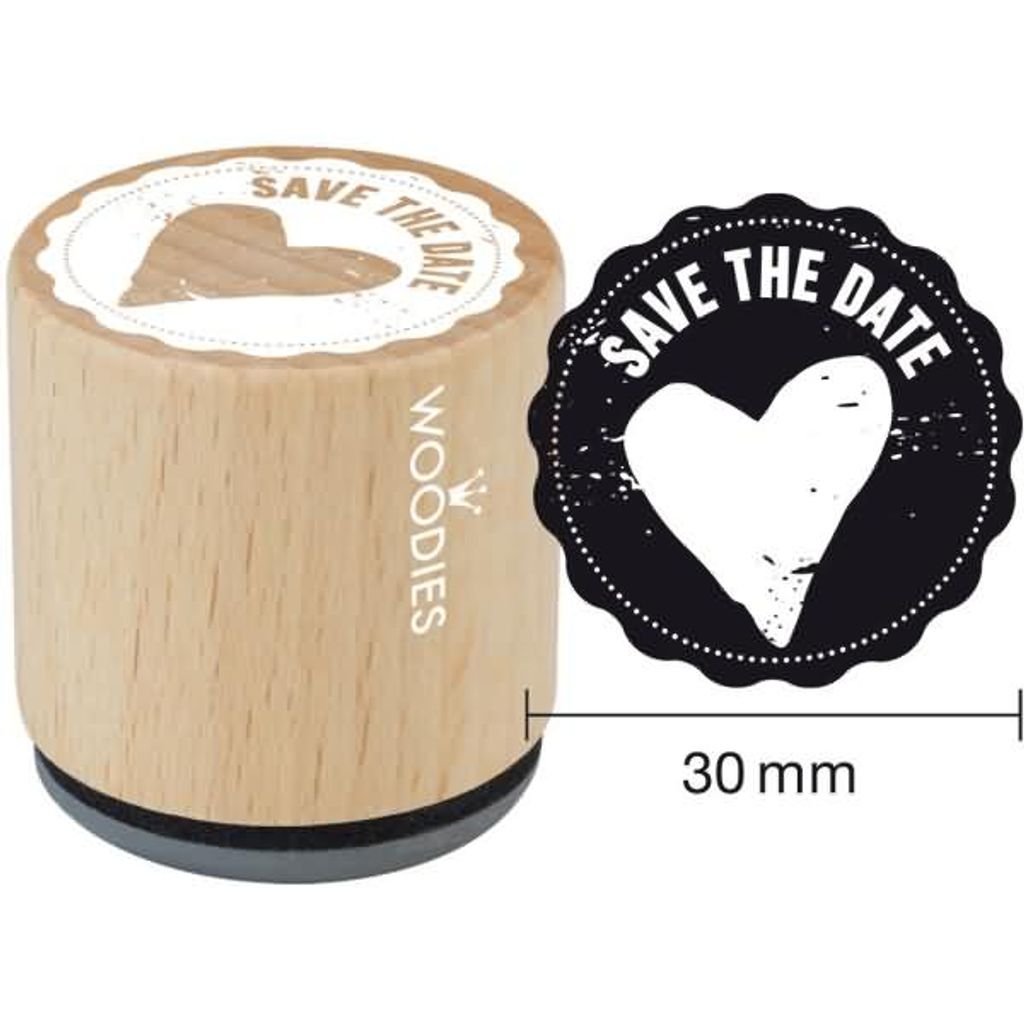 Woodies Stempel Save The Datum, Holz, 3,4 x 3,4 x 3,5 cm (ABVK)