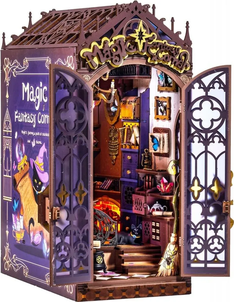 Organisez vos Livres avec Style : Book Nook Magic Fantasy Corner en Bois