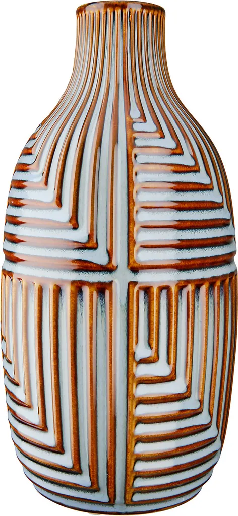 Vase céramique stable bleu marron anti-chute pour grand bouquet