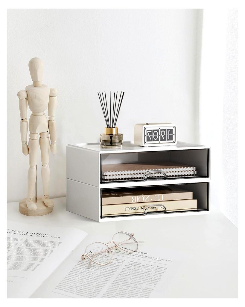 Schreibtisch Organizer mit Schubladen - Ablage für Büro oder Tisch - leicht zu reinigen (B) - 15,5x20,8x14,3cm