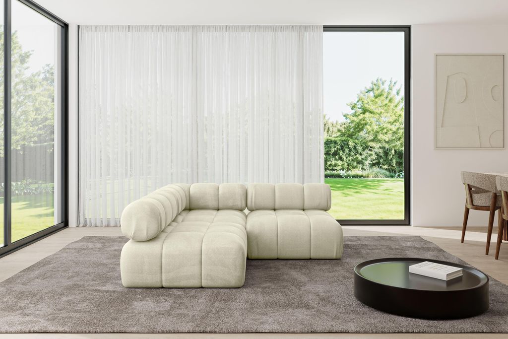 ALTDECOR Modulares Sofa Ecksofa in L-Form - Samaro-L1 - 190x190x70 cm Beige universal, links/rechts Corner modular Sofa Eckcouch Couch Wohnlandscha...