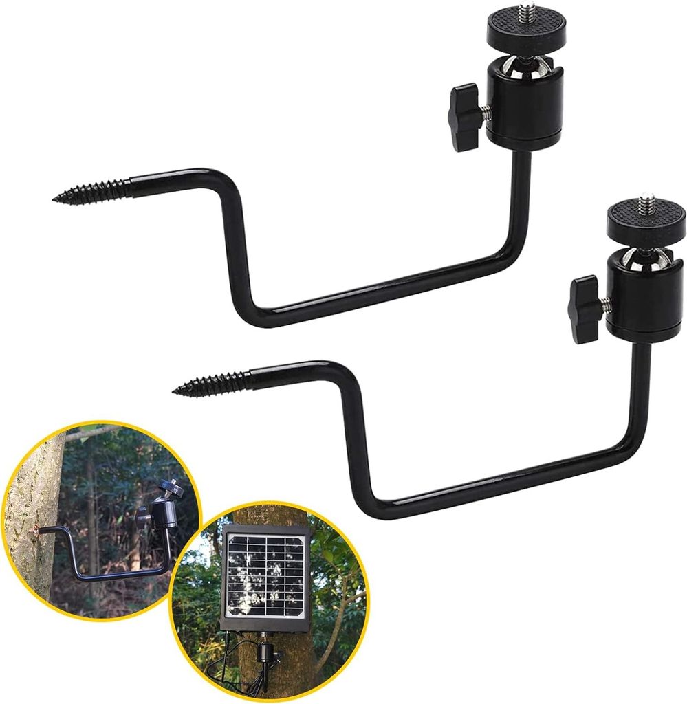 2-tlg. Wildkamera Halterung, Haltbare Baumhalterung Baumspieß 360° Verstellbar Universal Gewindeanschluss 1/4''-20 (6mm) für Solarpanel, Nachtsi...