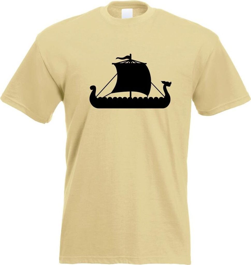 Kiwistar - T-Shirt - Khaki - Wikinger Schiff Drachenboot Motiv Bedruckt Funshirt Design Print - mit Motiv Bedruckt - Funshirt Design - Sport - Frei...