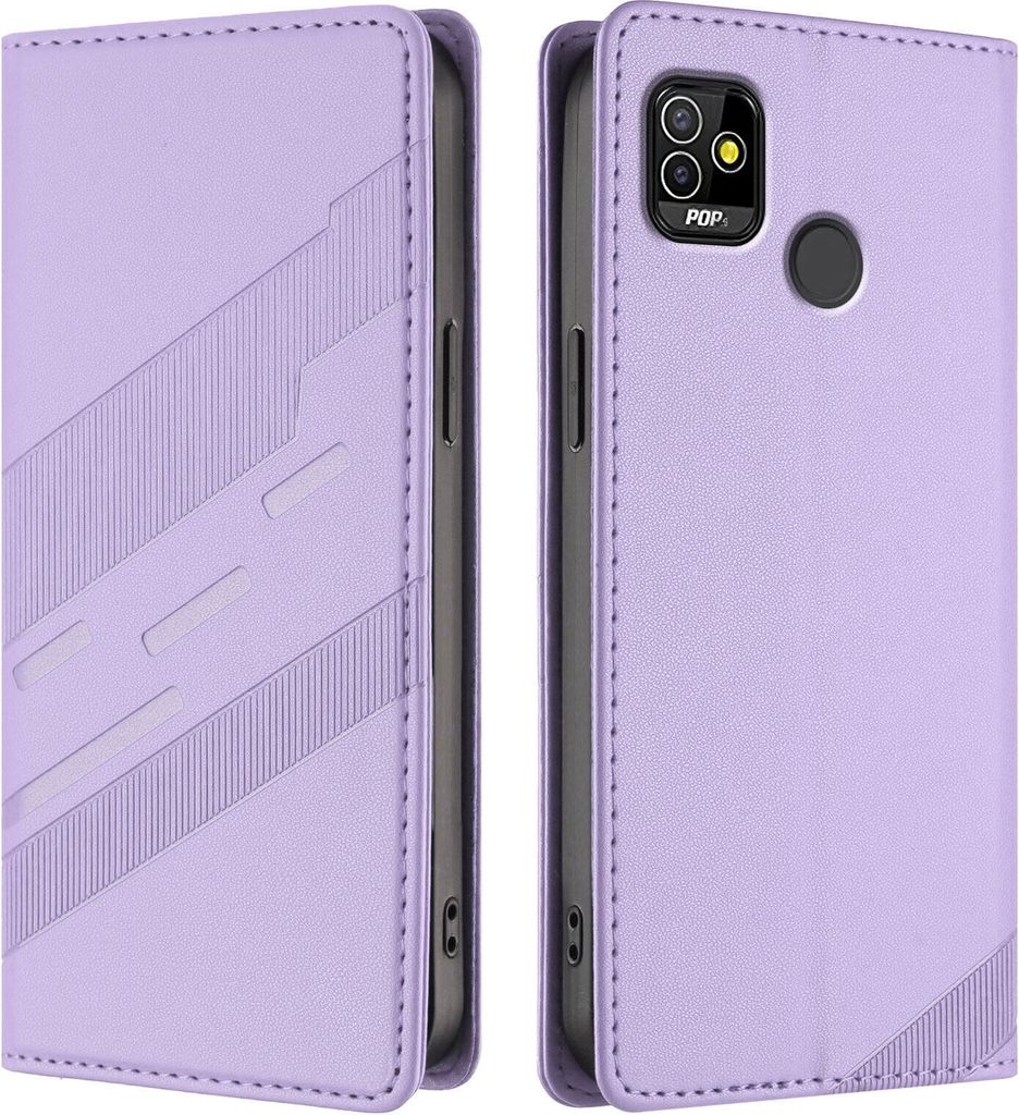 Hülle für Tecno Pop 5, Kunstleder Brieftaschen Handyhülle mit Kartenfach und Standfunktion Violett