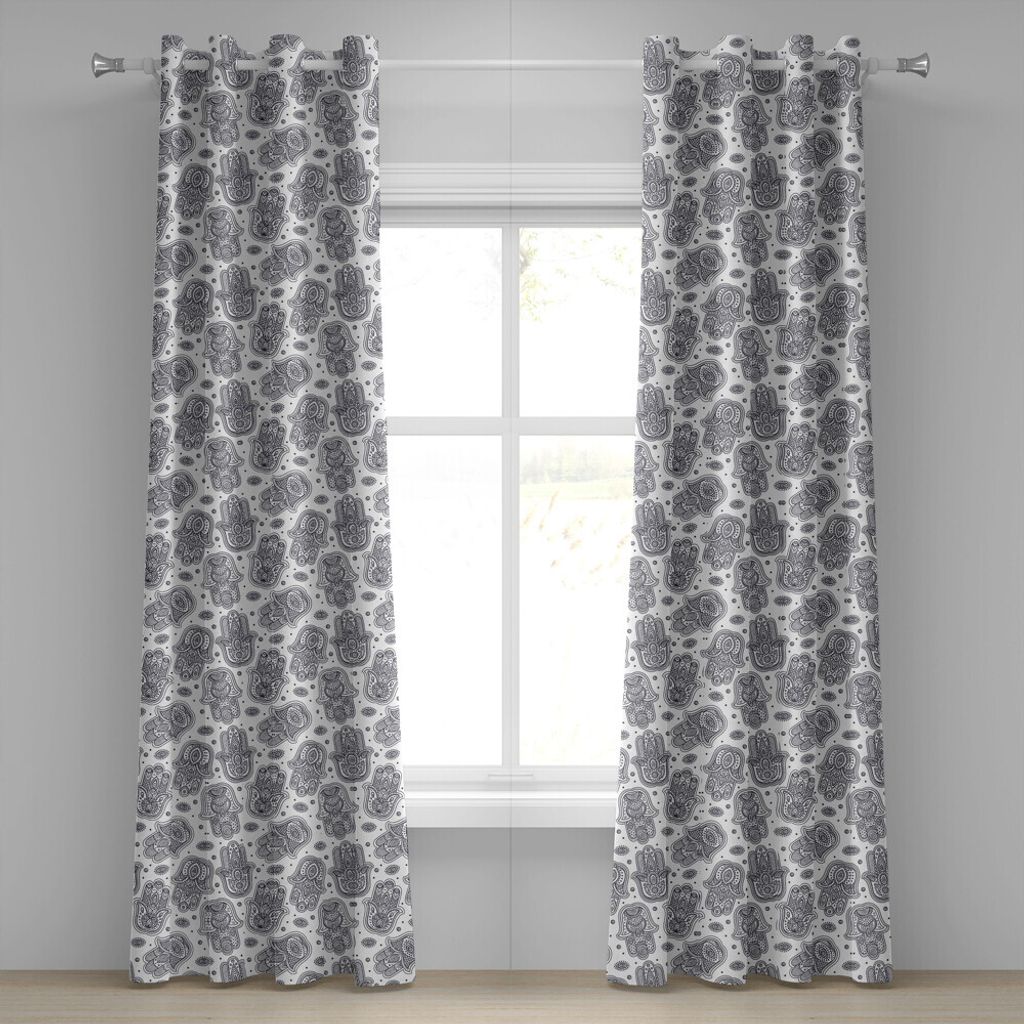 ABAKUHAUS Hamsa Ösenvorhang, Hand Der Fatima Mit Schutz Vor Devil Eye Pattern Meditation Yoga Mandala Kunst, Dekorative 2-Panel-Fenstervorhänge, ...