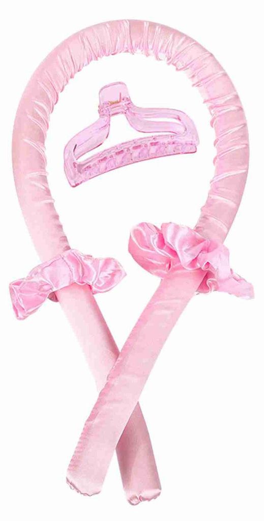 Lockenwickler-Stirnband-Clip-Set, hitzefreie Gummi-Fixierung, Locken-Haar-Styling-Werkzeug zum Schlafen, Rosa