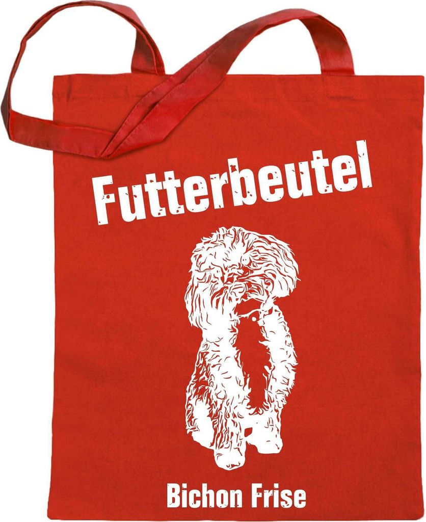 Kiwistar Futterbeutel - Bichon Frisé - Einkaufsbeutel mit Motiv Hund - Jutebeutel bedruckt - Tragetasche Stoffbeutel Umhängetasche Langer Henkel ...