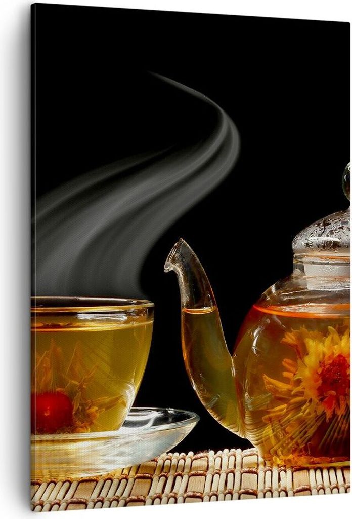 Bild auf Leinwand - Leinwandbild - Einteilig - Asien tee geschmack topf - 50x70cm - Wand Bild - Wanddeko - Wandbilder - Leinwanddruck - Wanddekorat...