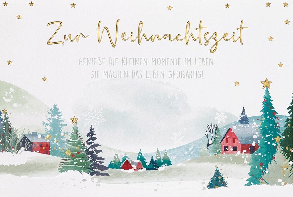 Weihnachten Unverpackte Glückwunschkarte Zur Weihnachtszeit Winterlandschaft mit Briefumschlag