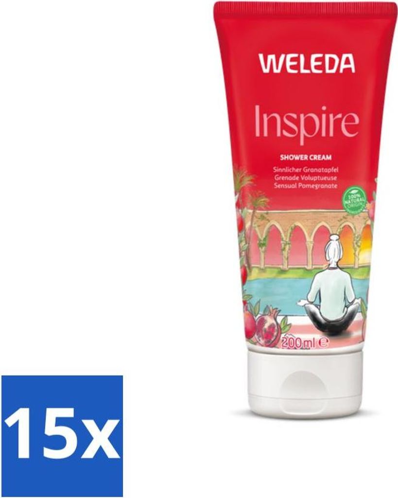 WELEDA - Granada Inspire Duschcreme - Granatapfel - 200 ml - Vorteilspack - 15 Stücke