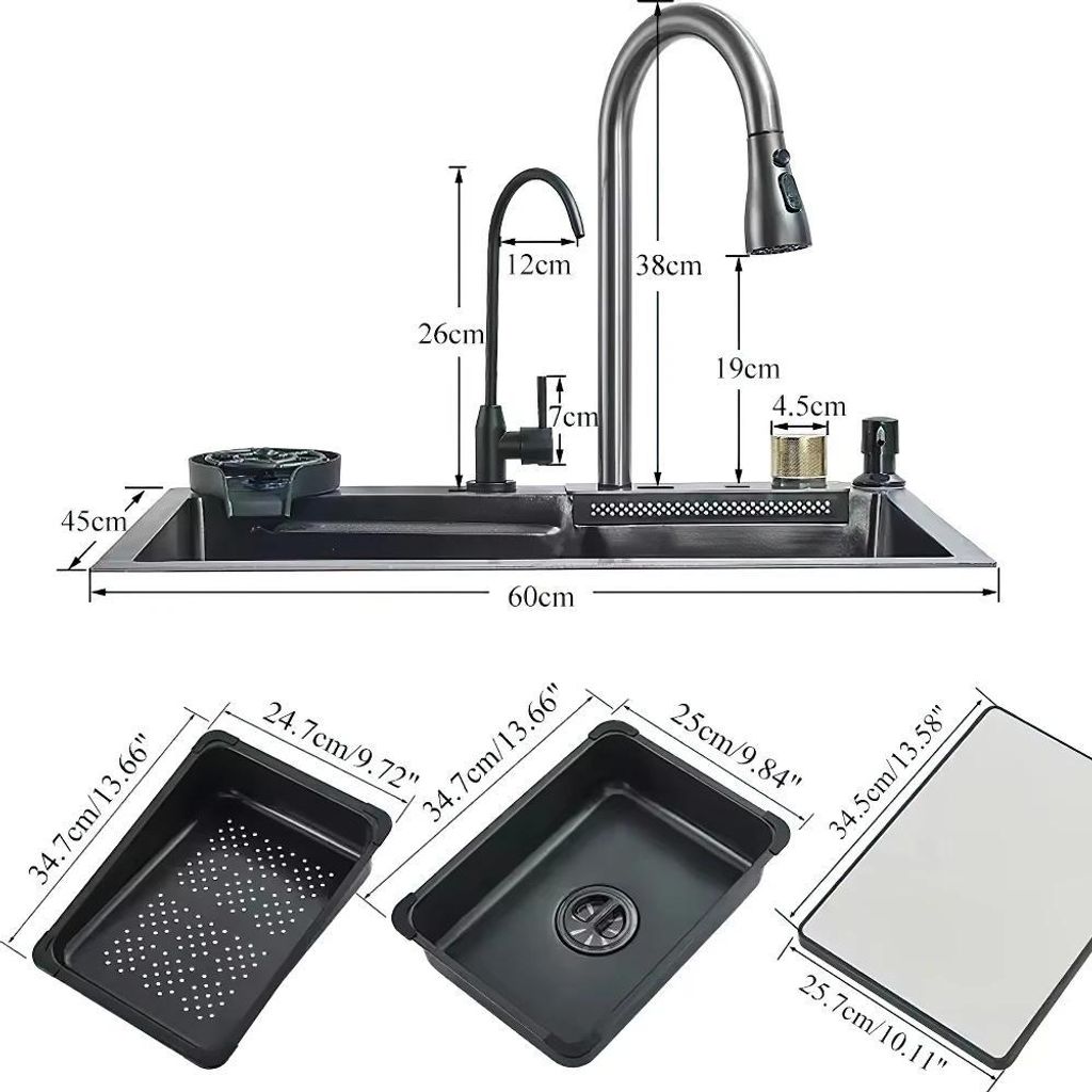 Wasserfall Küchenspüle - Spüle Mit Einem Becken - Großes Produktbild 