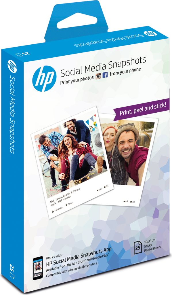 HP W2G60A 'HP Social Media Snapshots'(10x13cm, 25 feuilles, Image du produit 