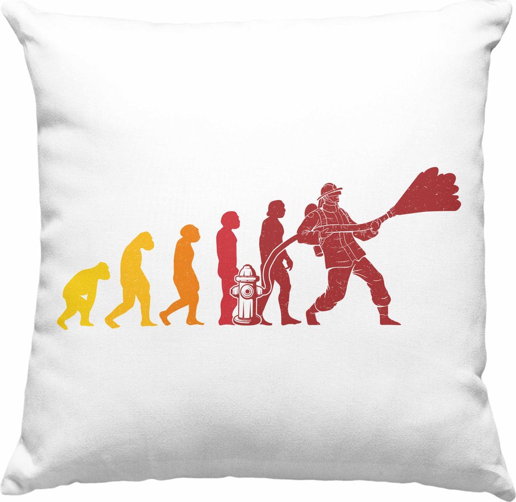 Trendation - Feuerwehr Geschenk Deko-Kissen mit Füllung 40x40 Feuerwehrmann Vater Vatertag Spruch Evolution (Blau)