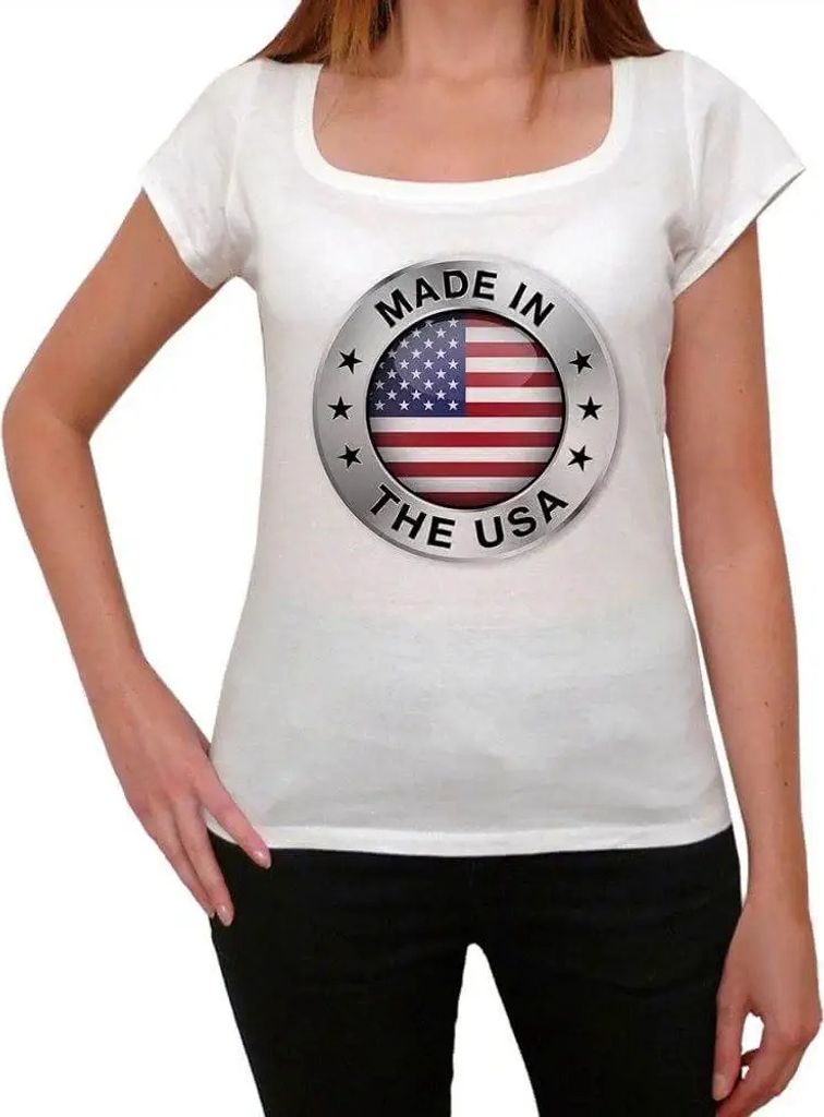 Damen Grafik T-Shirt Hergestellt in den usa – The Usa – Öko-Verantwortlich Vintage Jahrgang Kurzarm Lustige Druck Geburtstag Geschenk Frau