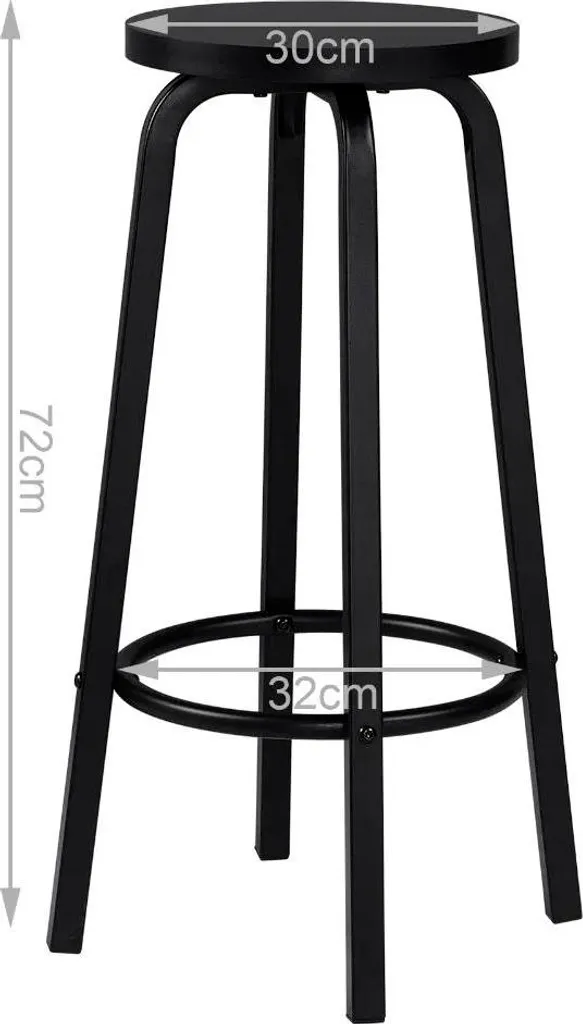 Tabouret de bar 72 cm inox et assise MDF chêne clair - Ensemble de 2