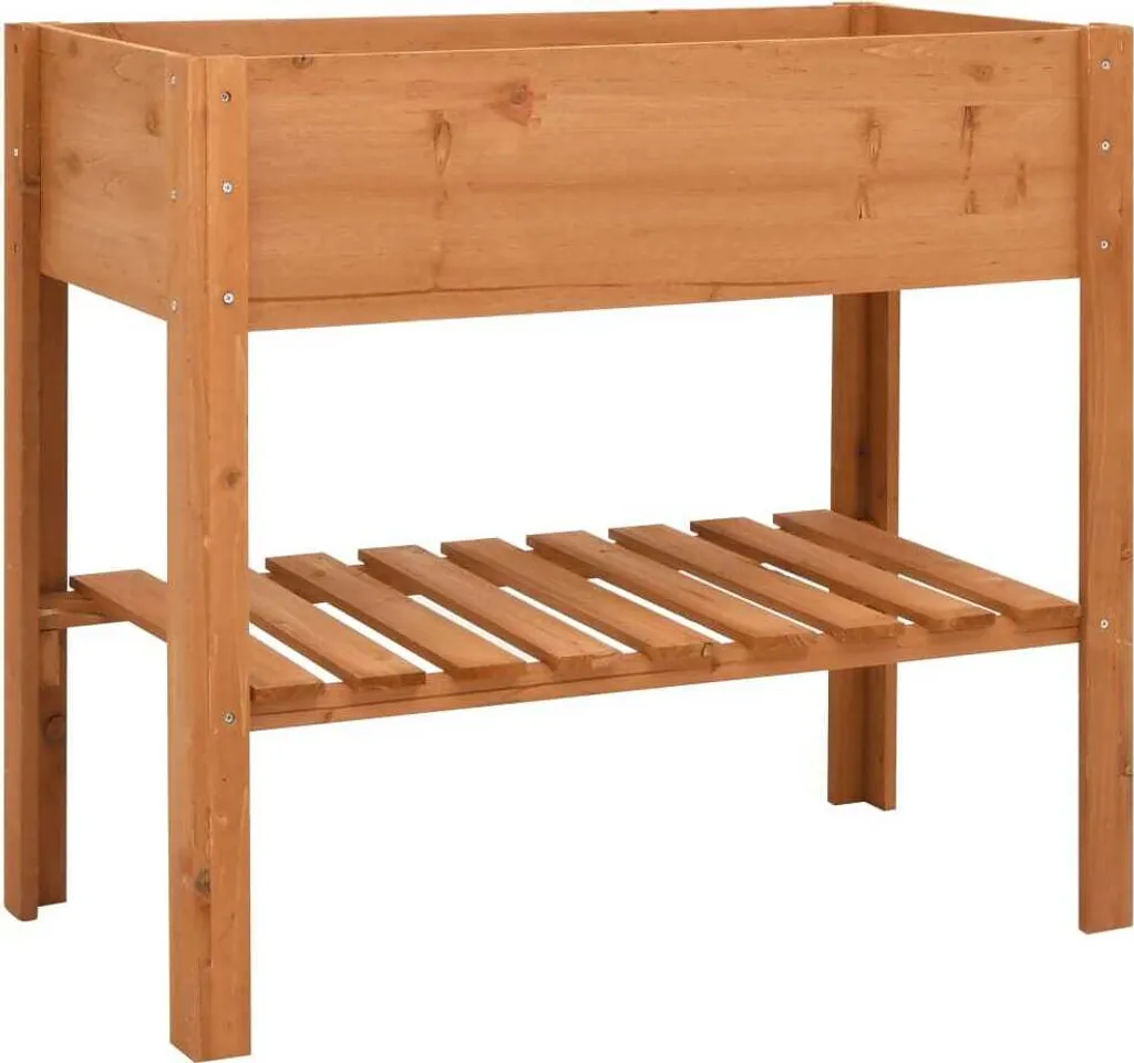 Bac à fleurs robuste en bois de sapin massif 88x43 cm finition brute