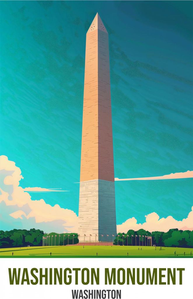 Plakat 15x20cm Washington Monument, Washington
