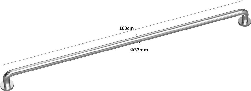 Edelstahl Haltegriff Griff Wandgriff Bad Badewanne Dusche Stange gebürstet chrom Ø32mm, 100cm, gebürstet