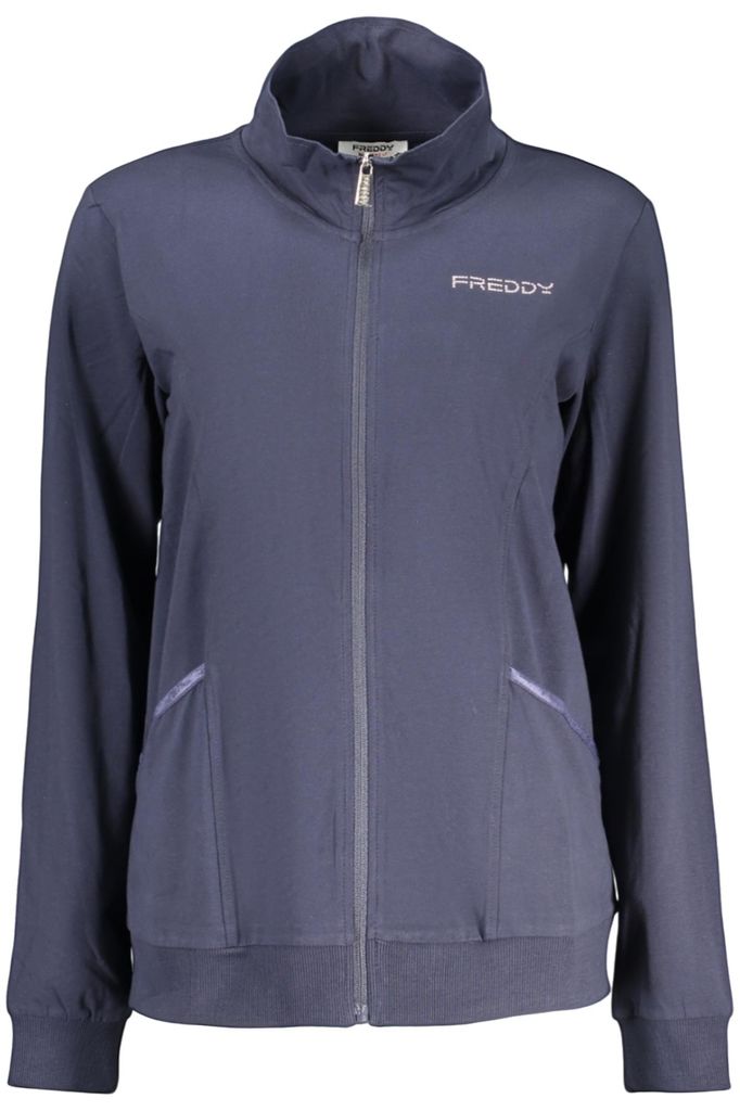 Damen-Blau: Trendige Sweatjacke mit Reißverschluss und Applikation