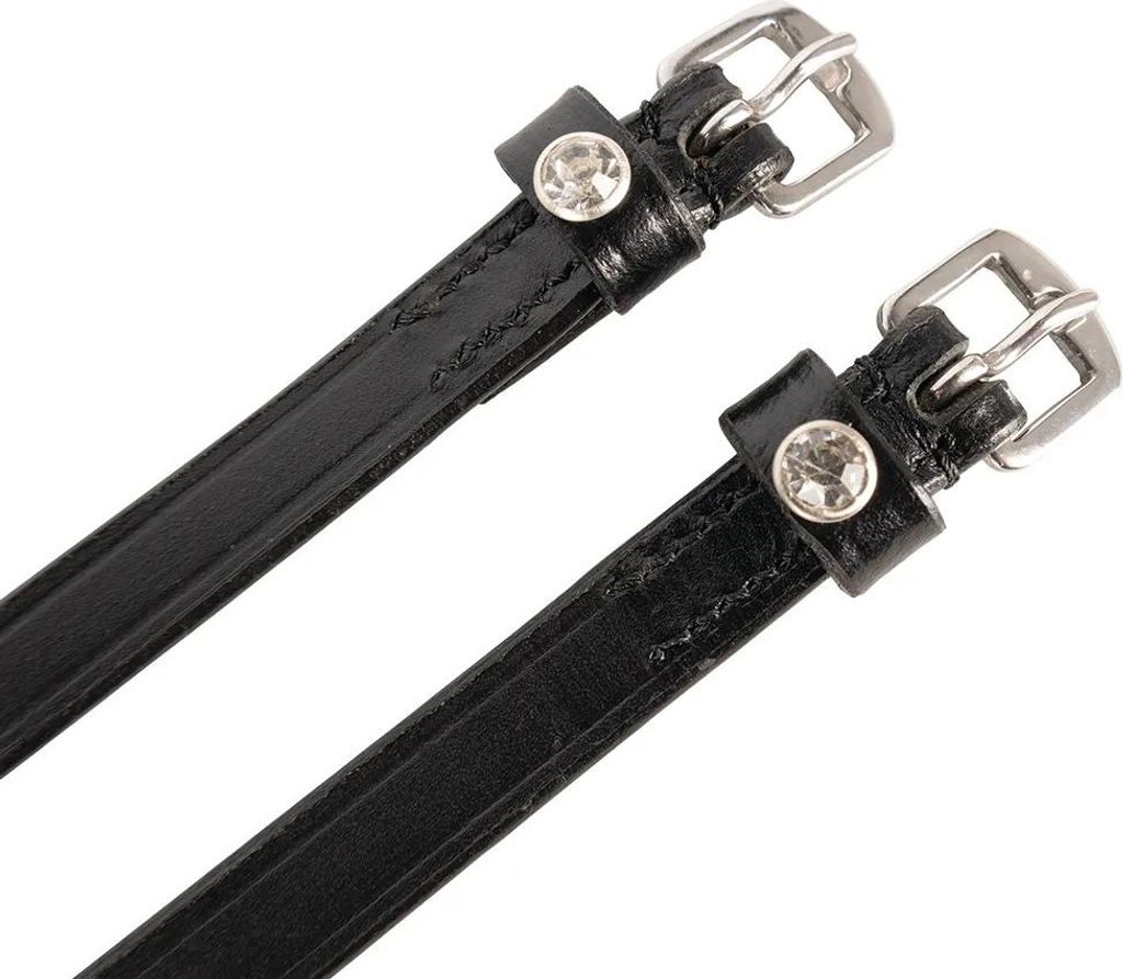 Hy - Kinder Sporenriemen, Strassbesatz, Leder BZ6097 (Einheitsgröße) (Schwarz)