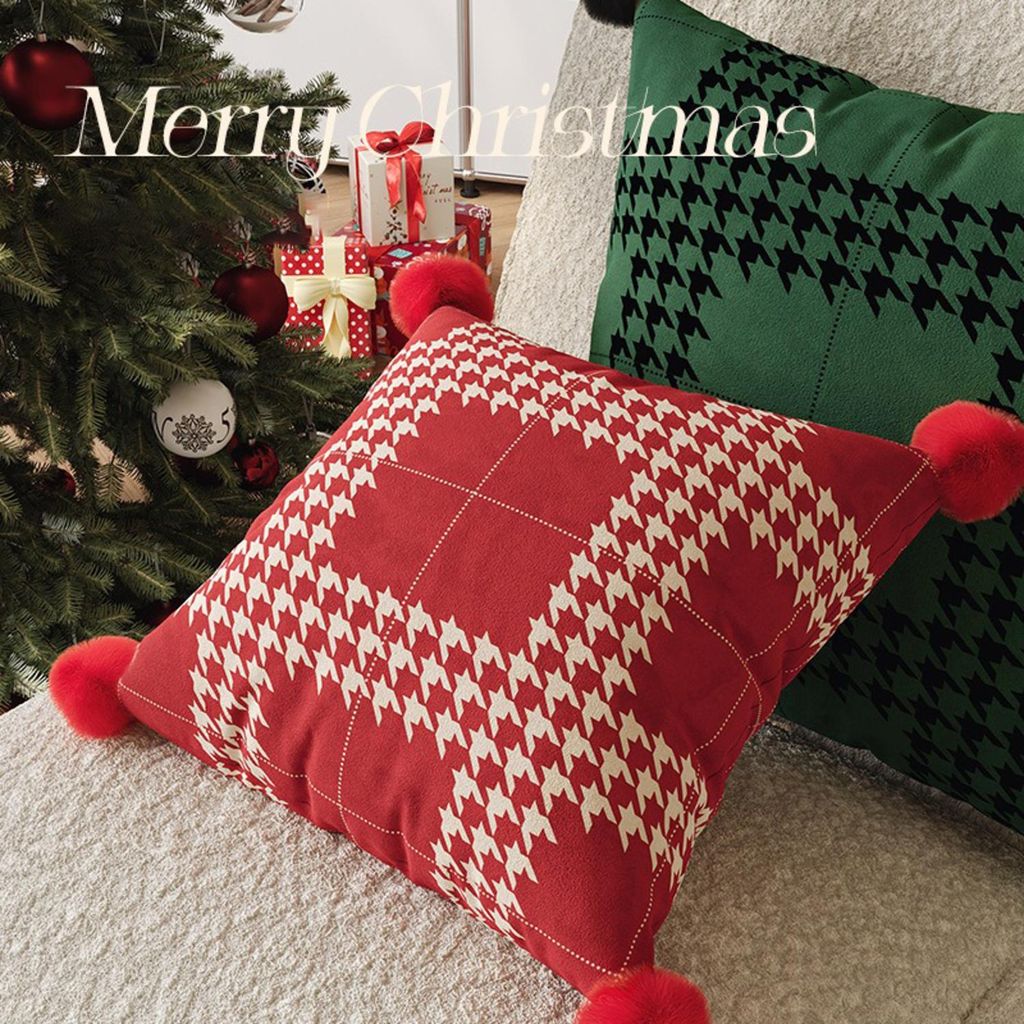 1 Stück Weihnachts-Kissenbezug(ohne Füllung), 45x45cm Dekorative Kissenbezug für Sofa Wohnzimmer, Farbe: Rot