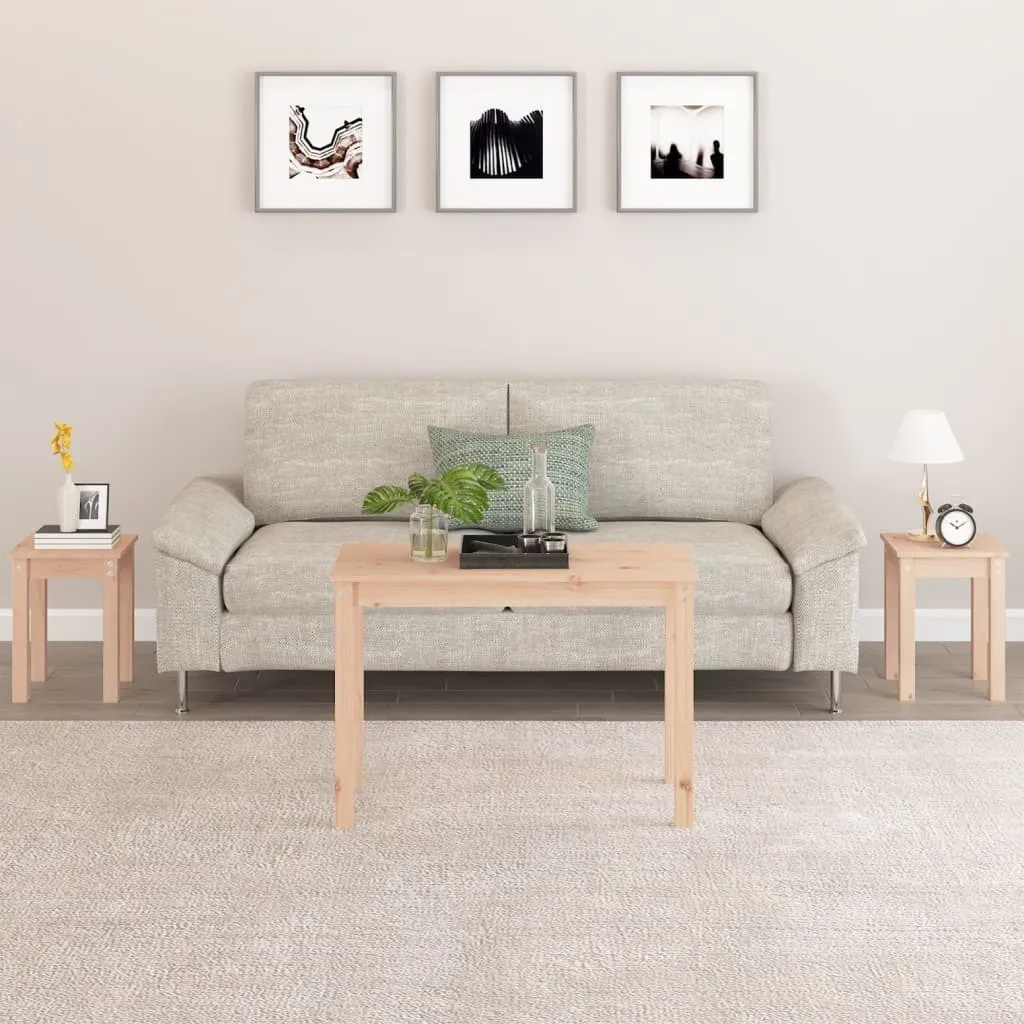 Tavolini Sovrapponibili in Pino Massiccio - Design Minimalista Set 3 Pezzi - 2