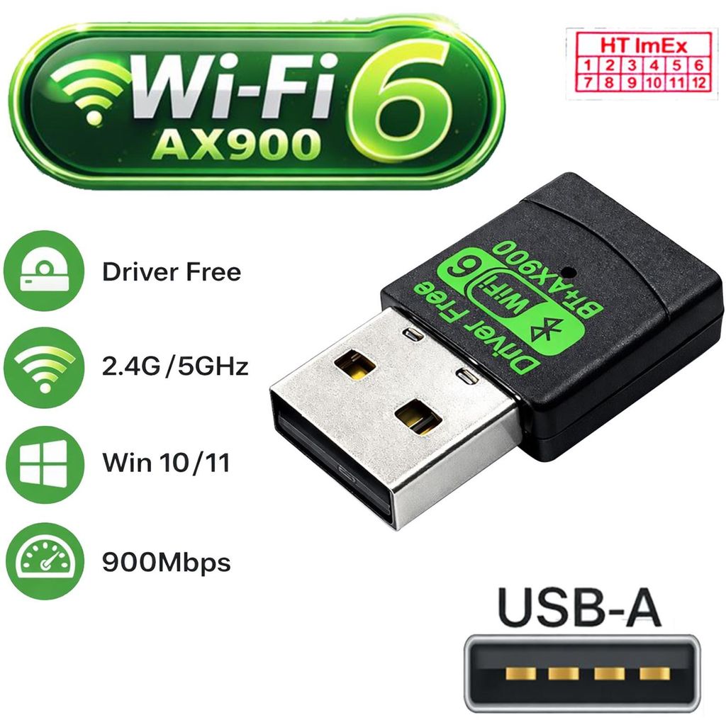 AX900 WiFi 6 WLAN Stick USB Adapter 2in1 Dual Band 2,4GHz / 5GHz mit Bluetooth 5.3