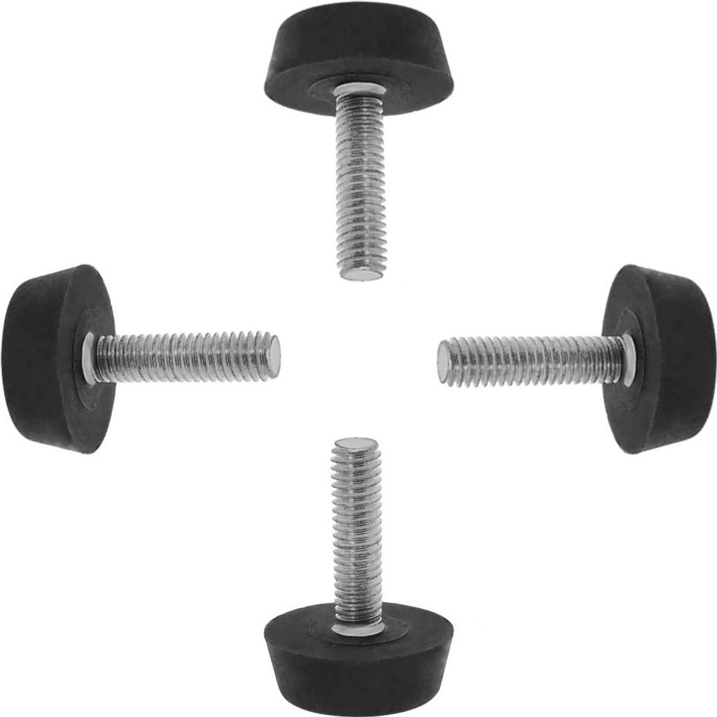 4 x Möbelfüße verstellbar schwarz M6 | Nivellierfüße Bodenschutz | Regulierschraube | Möbelgleiter drehbar - Gewindegleiter | Stellschraube |...