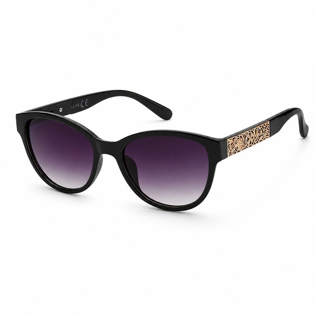 Cat Eye Sonnenbrille Damen Retro Sommerbrille Urlaub Brille Schwarz
