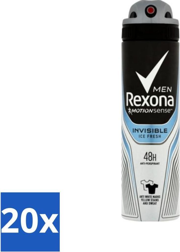 Rexona Men - Invisible Ice Fresh - Deodorant Spray - 150 ml - Vorteilspack - 20 Stücke