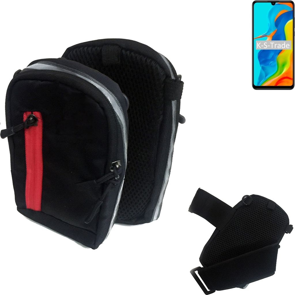 K-S-Trade Outdoor Gürteltasche Holster Umhängetasche kompatibel mit Huawei P30 lite New Edition schwarz Handy Tasche Case travelbag Schutz Hülle