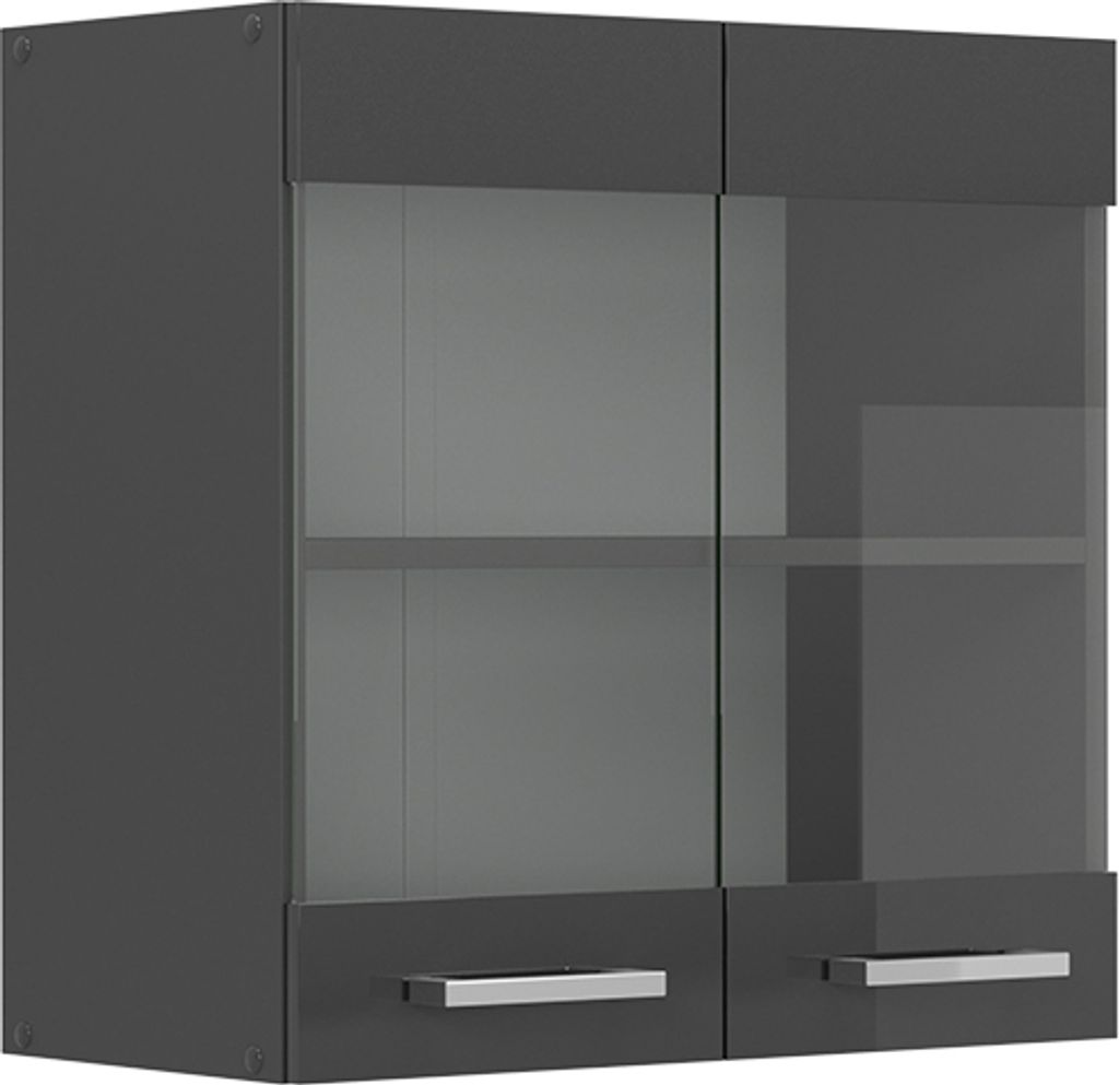 Küchenglasschrank Vicco R-Line Anthrazit Hochglanz 60 cm, Produktbild 