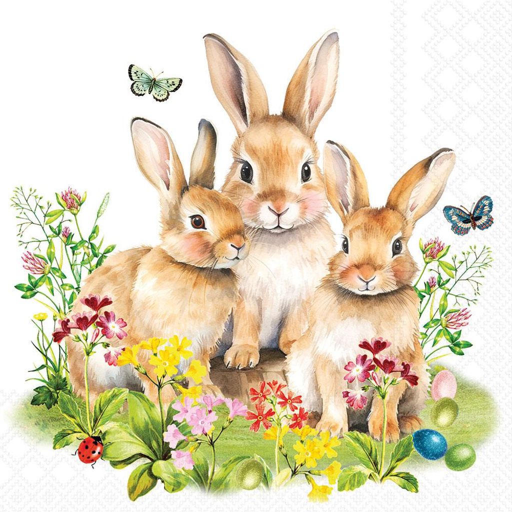 Servietten 33x33 cm - Bunny family