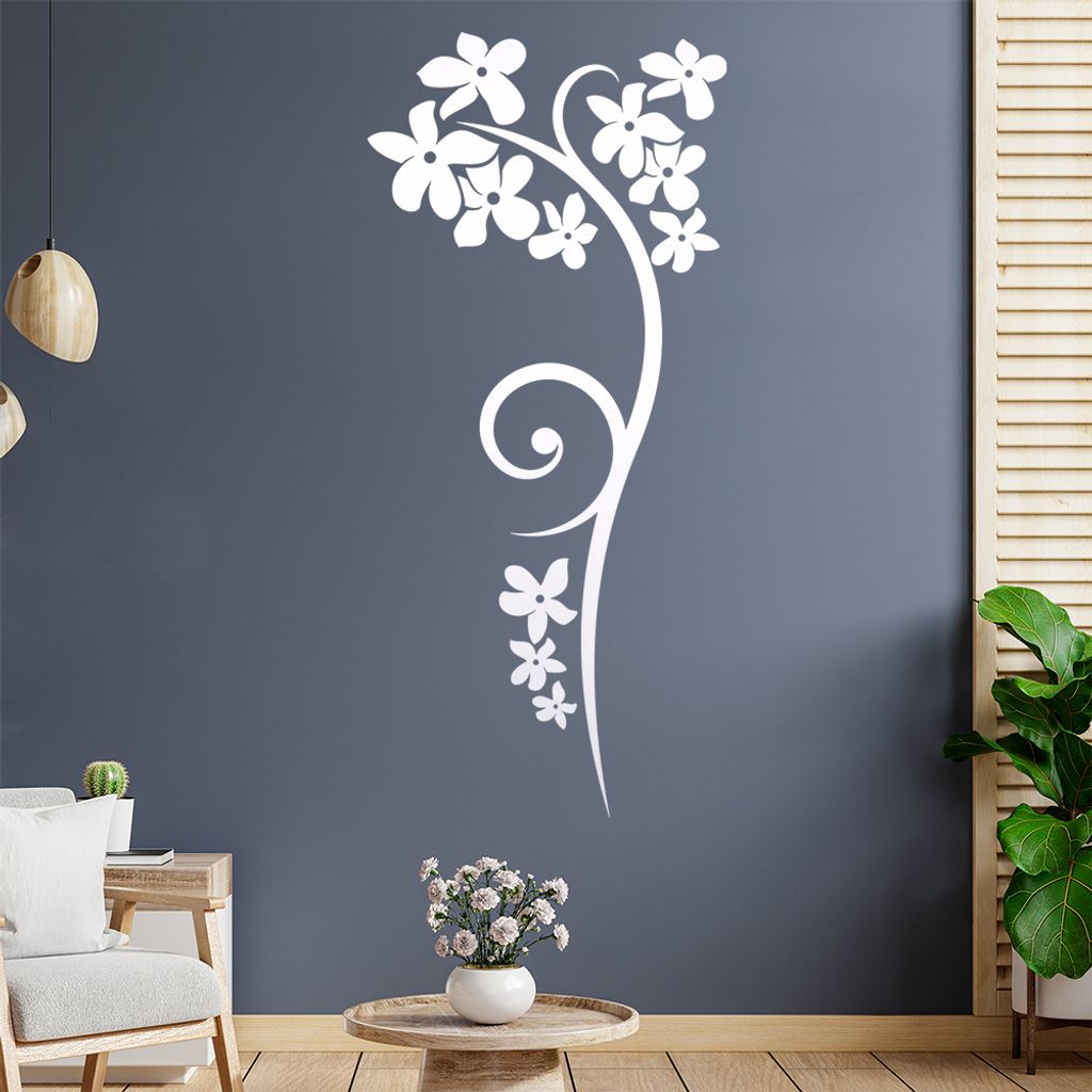 Blumen - Linien Wandtattoo in 6 Größen - Wandaufkleber Wall Sticker - Dekoration, Küche, Wohnzimmer, Schlafzimmer, Badezimmer