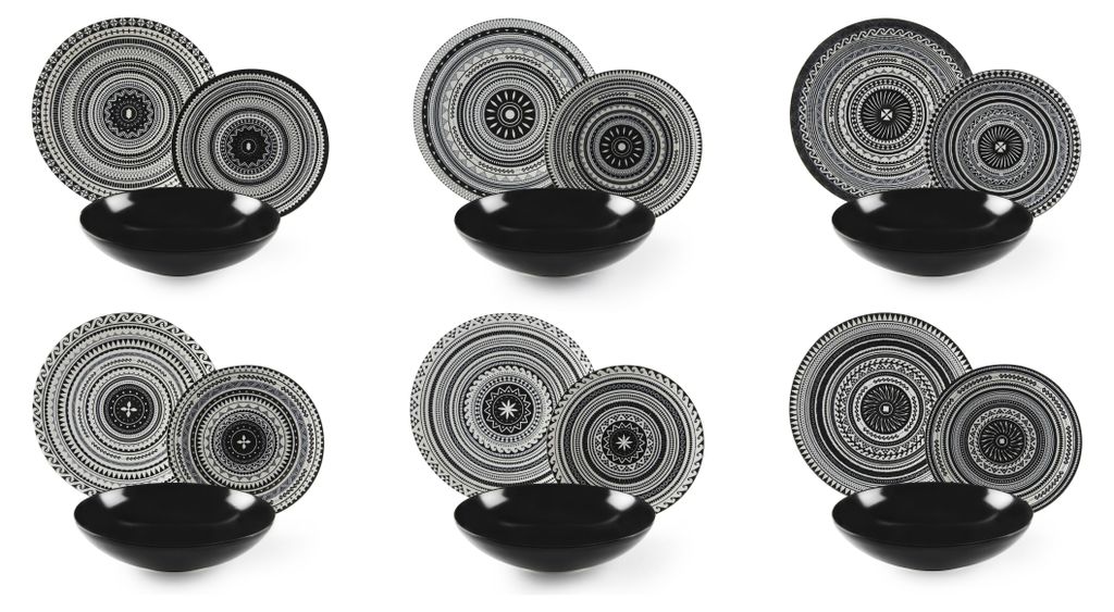 Set di stoviglie Excelsa 18 pezzi in Vetroceramica etnica Immagine del prodotto 