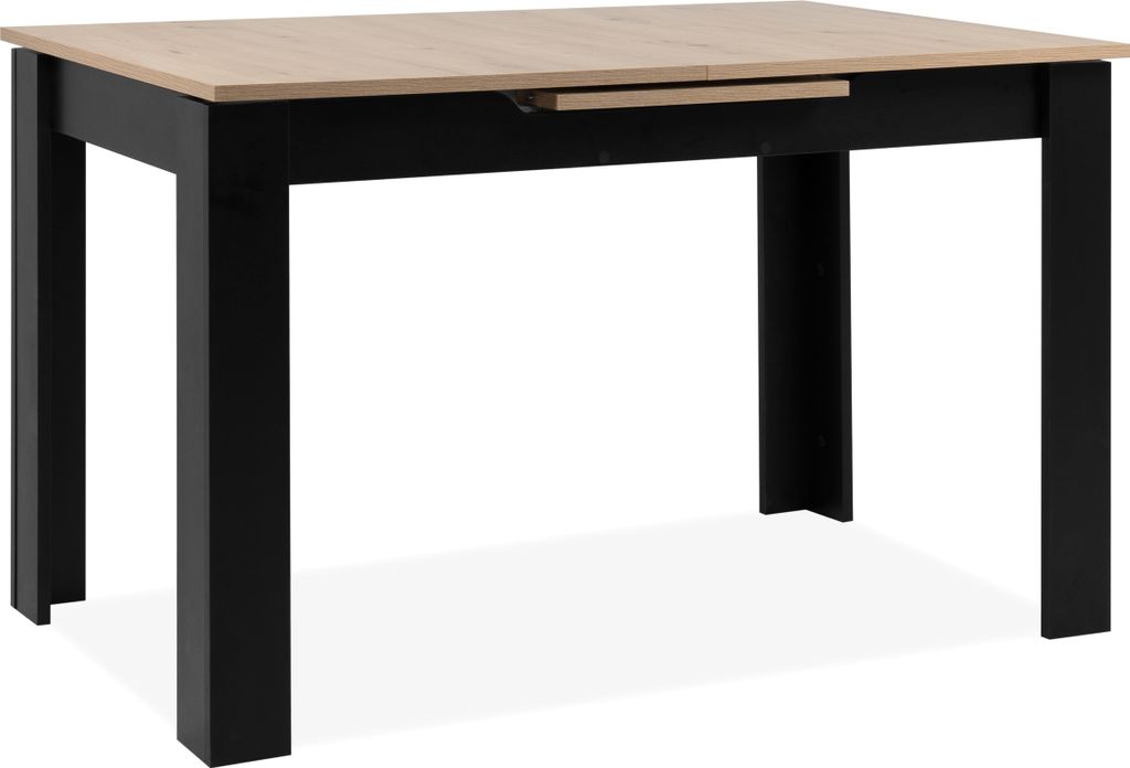 Kulissentisch >Birmingham< ausziehbar bis 165cm, in Artisan Eiche Nachbildung / Schwarz - 125/165x75x80cm (BxHxT)