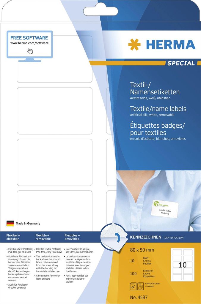 HERMA SPECIAL Étiquettes à noms détachables A4 acétate de Image du produit 