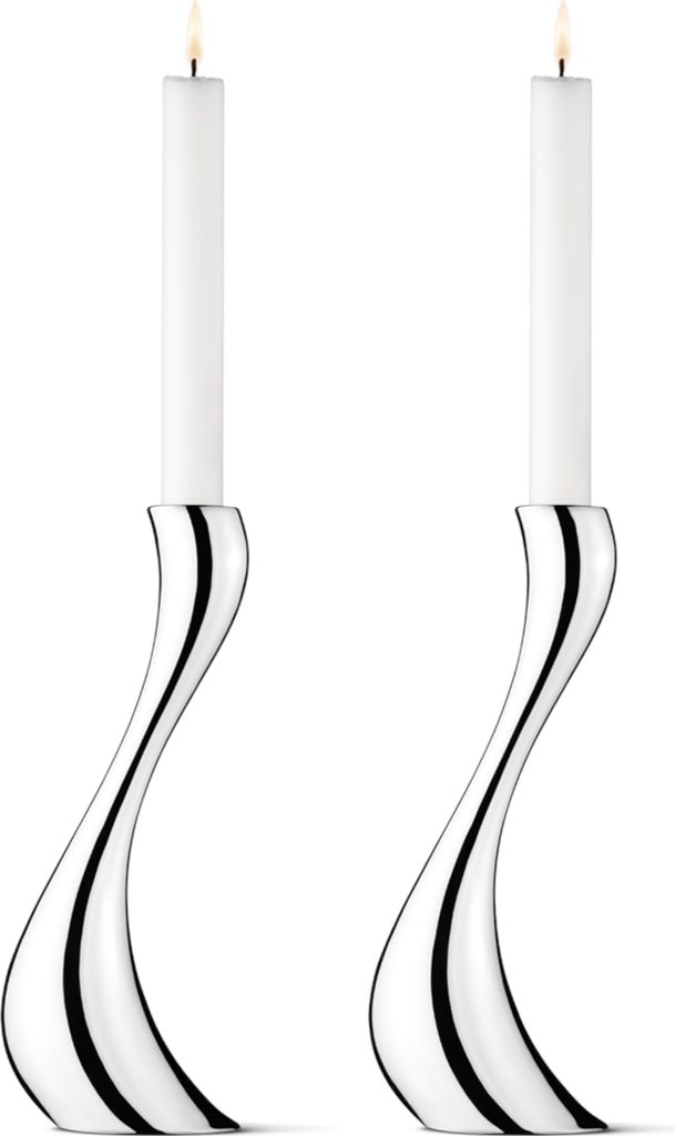 Georg Jensen COBRA CANDLEHOLDER STAINLESS STEEL MIRROR LARGE 2 PCS 3586695