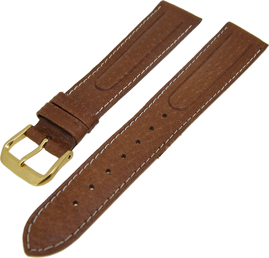 Uhrenarmband Lederband Hellbraun 18mm gepolstert Produktbild 