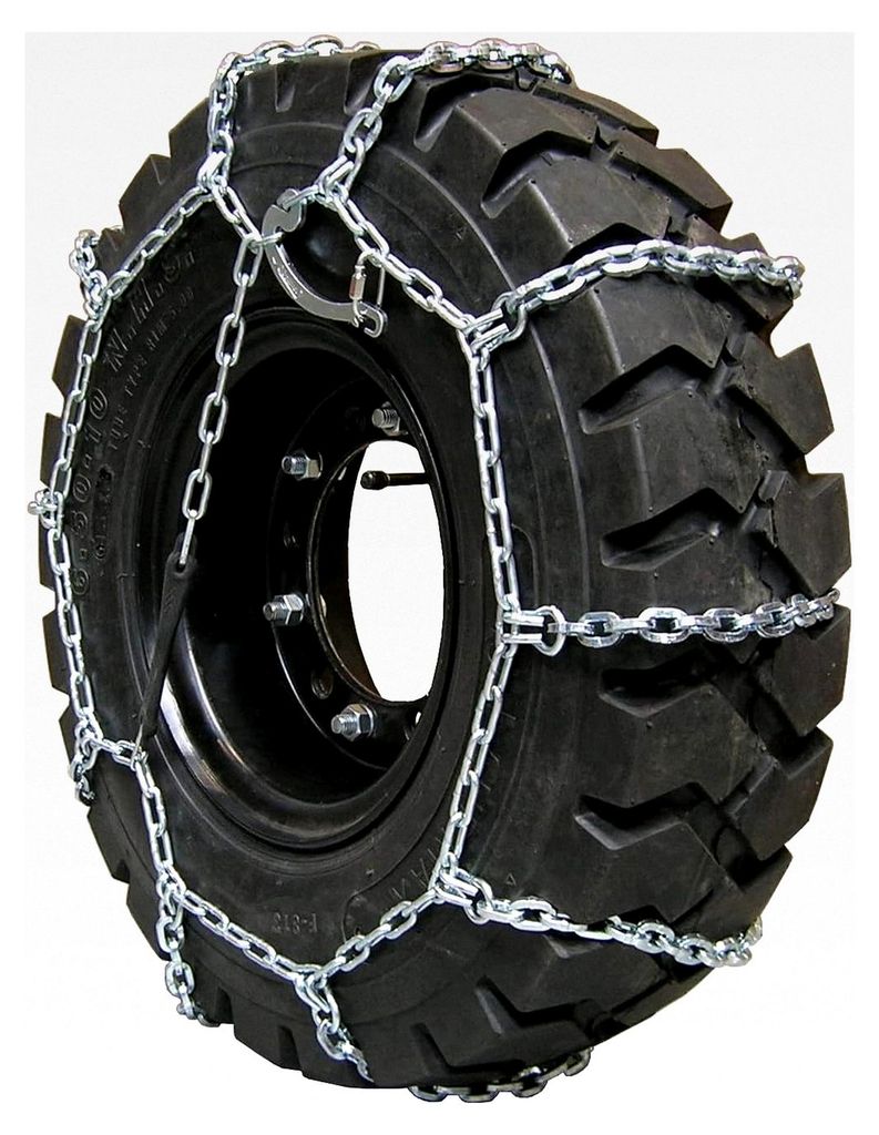 Vierkantkette: 5,5mm | 2 Stück | Reifengröße: 27x10-12 | Schneekette für Rasentraktor, Kehrmaschinen, Schneefräse, Aufsitzmäher, Staplerkette...