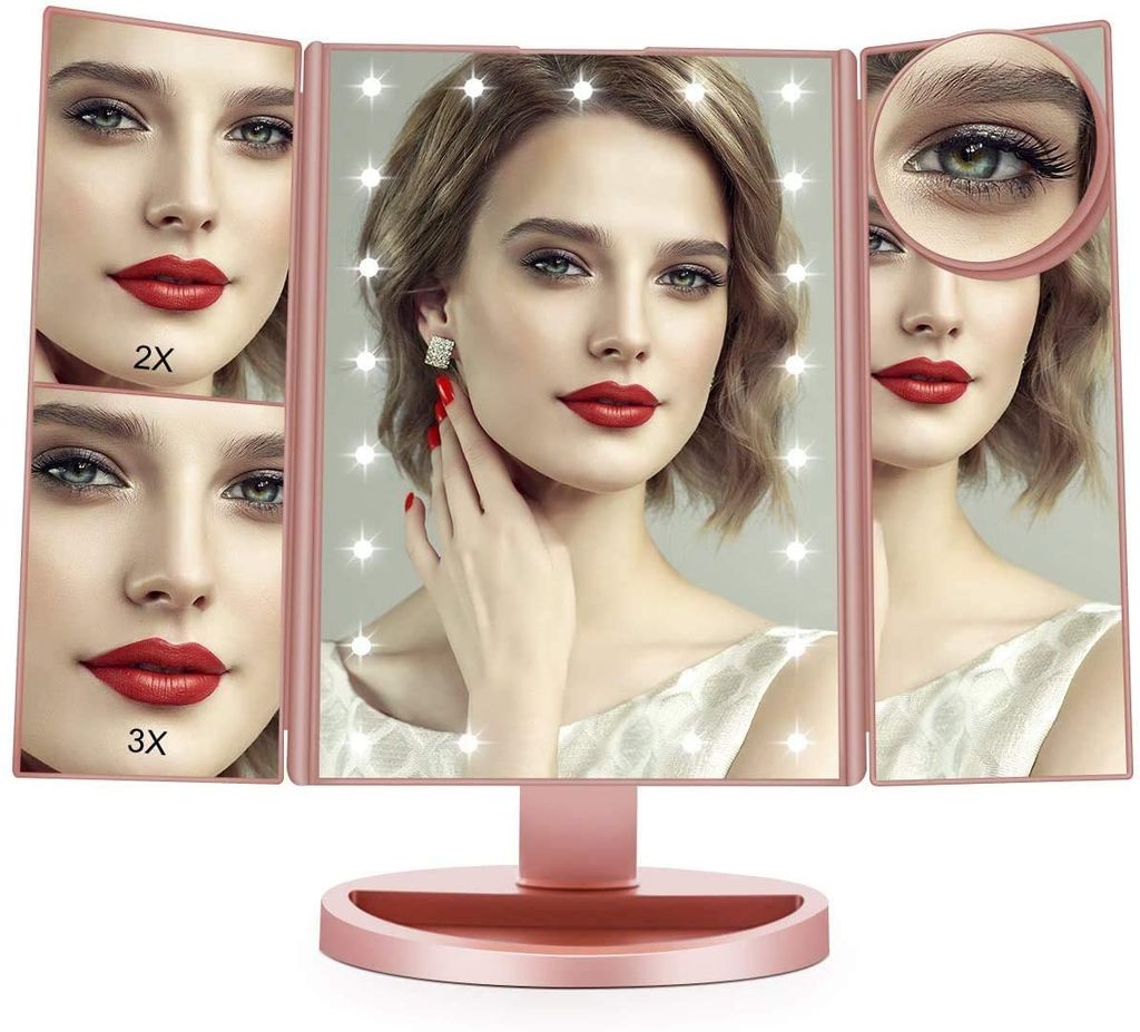 Sunneey LED Kosmetikspiegel 3 in 1 mit Lüfter Tragbarer USB-Akku Abnehmbarer Abnehmbarer Lupenleuchte Schreibtischspiegel Make-up 