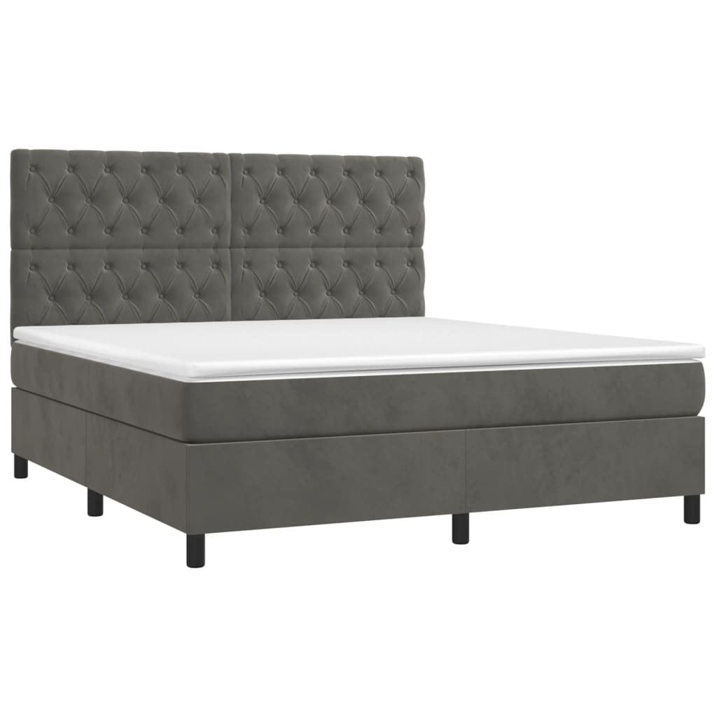 "2026 MODERNE"Boxspringbett Modernes/Doppelbett - Polsterbett Erwachsene/r /Kind - mit Matratze Dunkelgrau 160x200cm Samt - Klassische Betten NeuM...