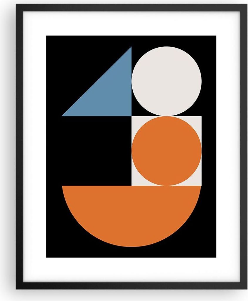 Gerahmtes Poster - Schwarzer Rahmen - Stück Geometrisch Räder - 40x50 cm - Wand Bild - Wanddeko - Wandbilder - Kunstposter - Wandposter - Bilderr...